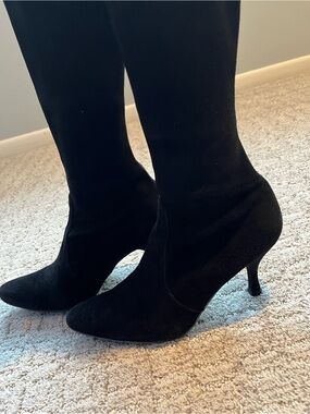 Stuart Weitzman Black Suede Over-the-Knee Boots